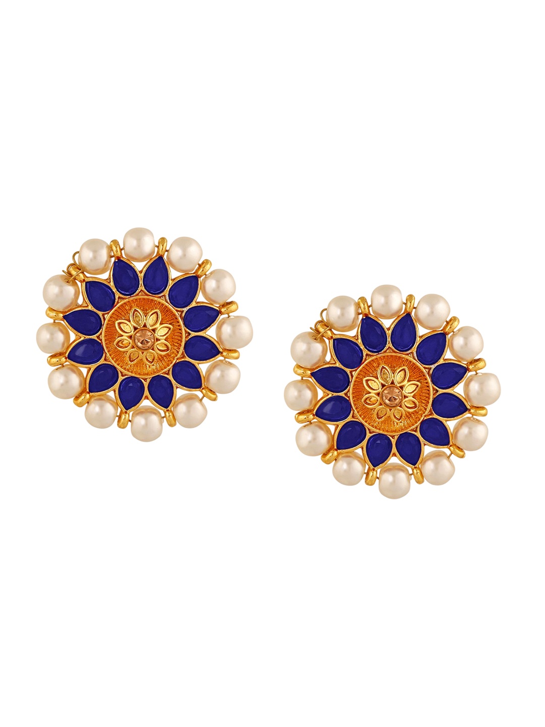 

Stefan Gold-Plated Kundan Studded Floral Studs Earrings