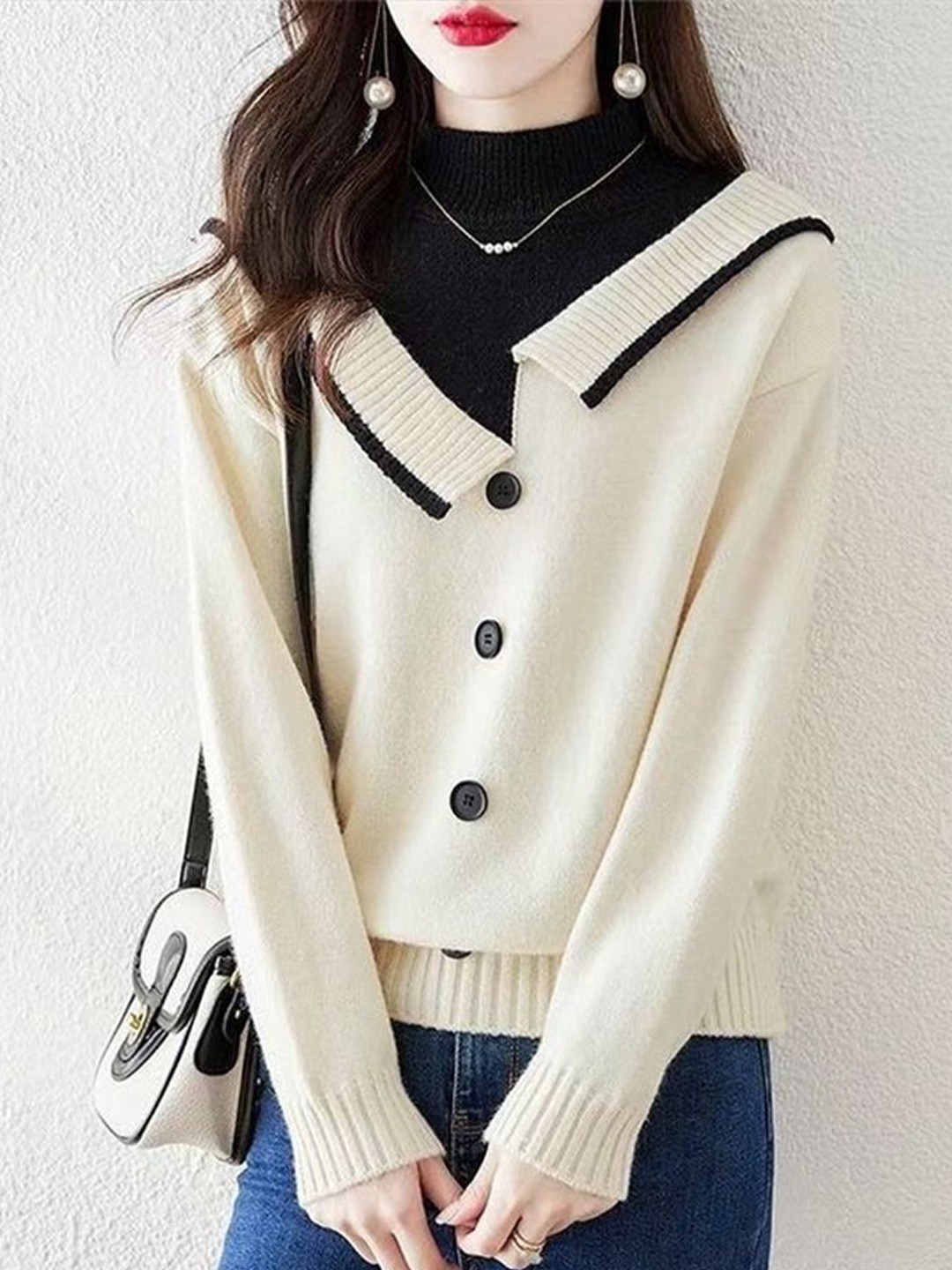 

LULU & SKY Women Drop Shoulder Pullover, White