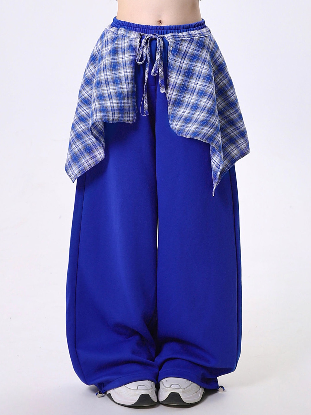 

LULU & SKY Women Tie-up Loose Fit Parallel Trousers, Blue