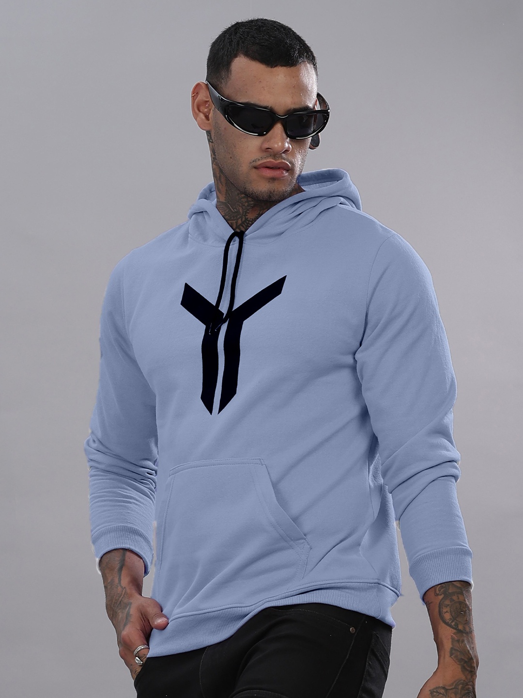 

STI Men Printed Hooded Sweatshirt, Blue