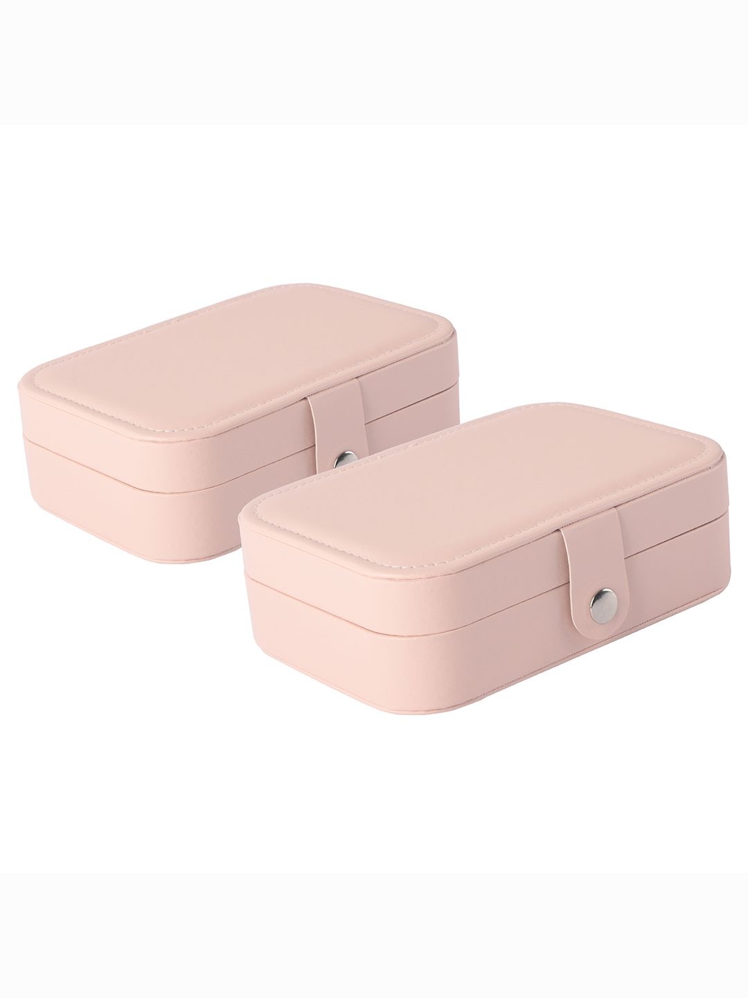 

Kuber Industries Pink Set of 2 Multi-Compartment Jewellery Box Organisers