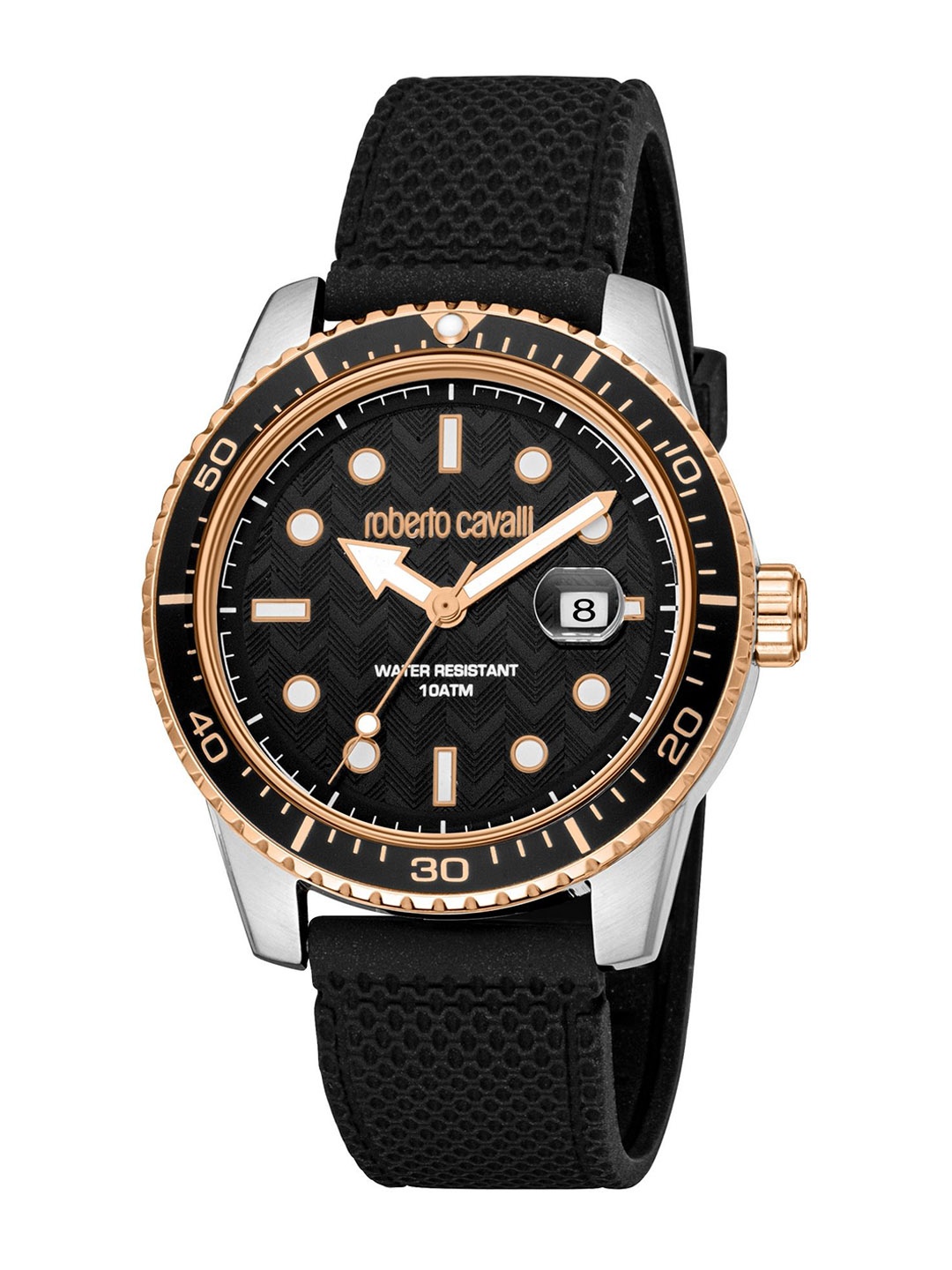 

Roberto Cavalli Men Embellished Dial & Straps Analogue Watch RC5G084P0085, Black