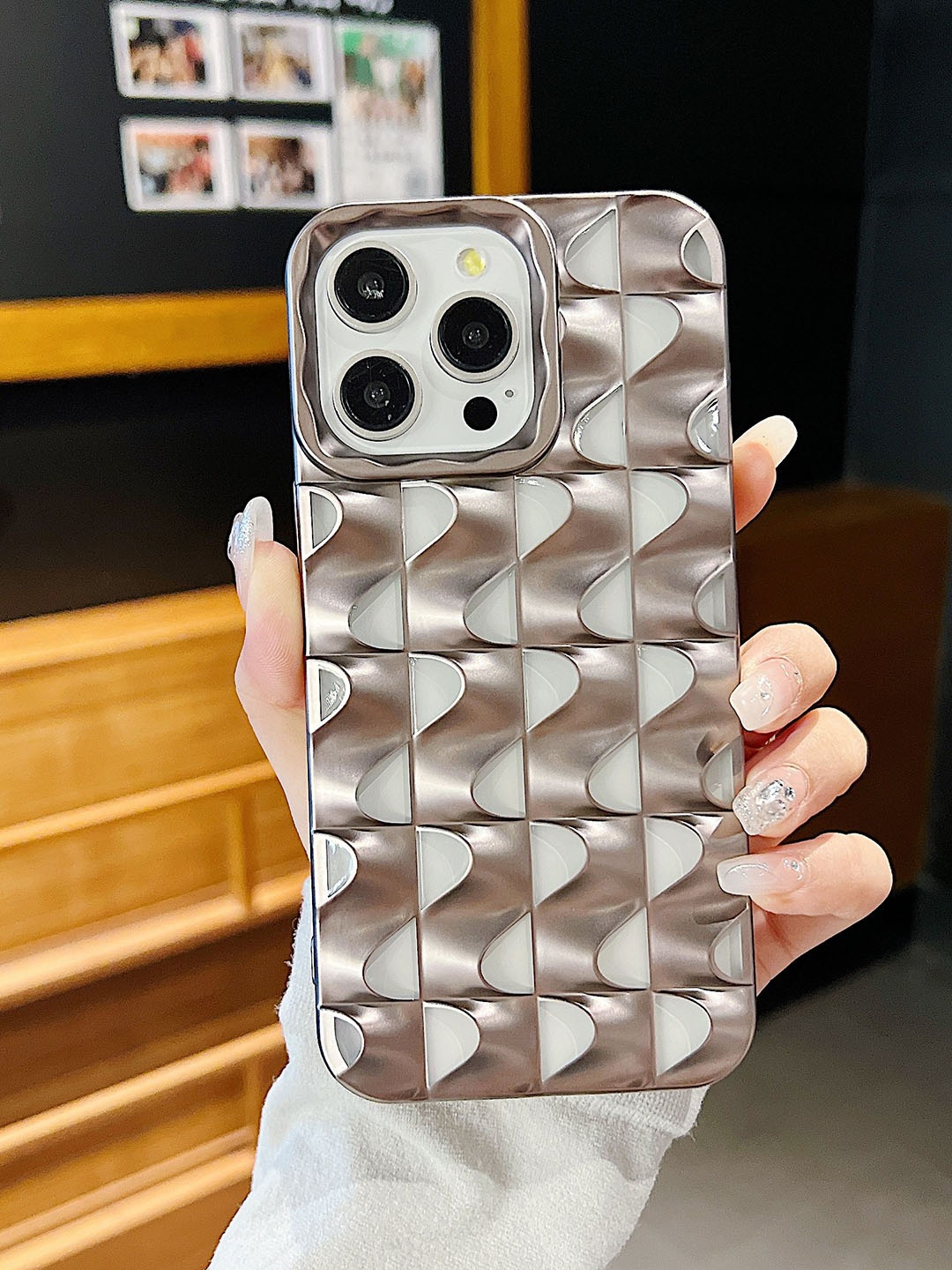 

Luxury Kase Texture iPhone 13 Pro Max Back Case, Grey