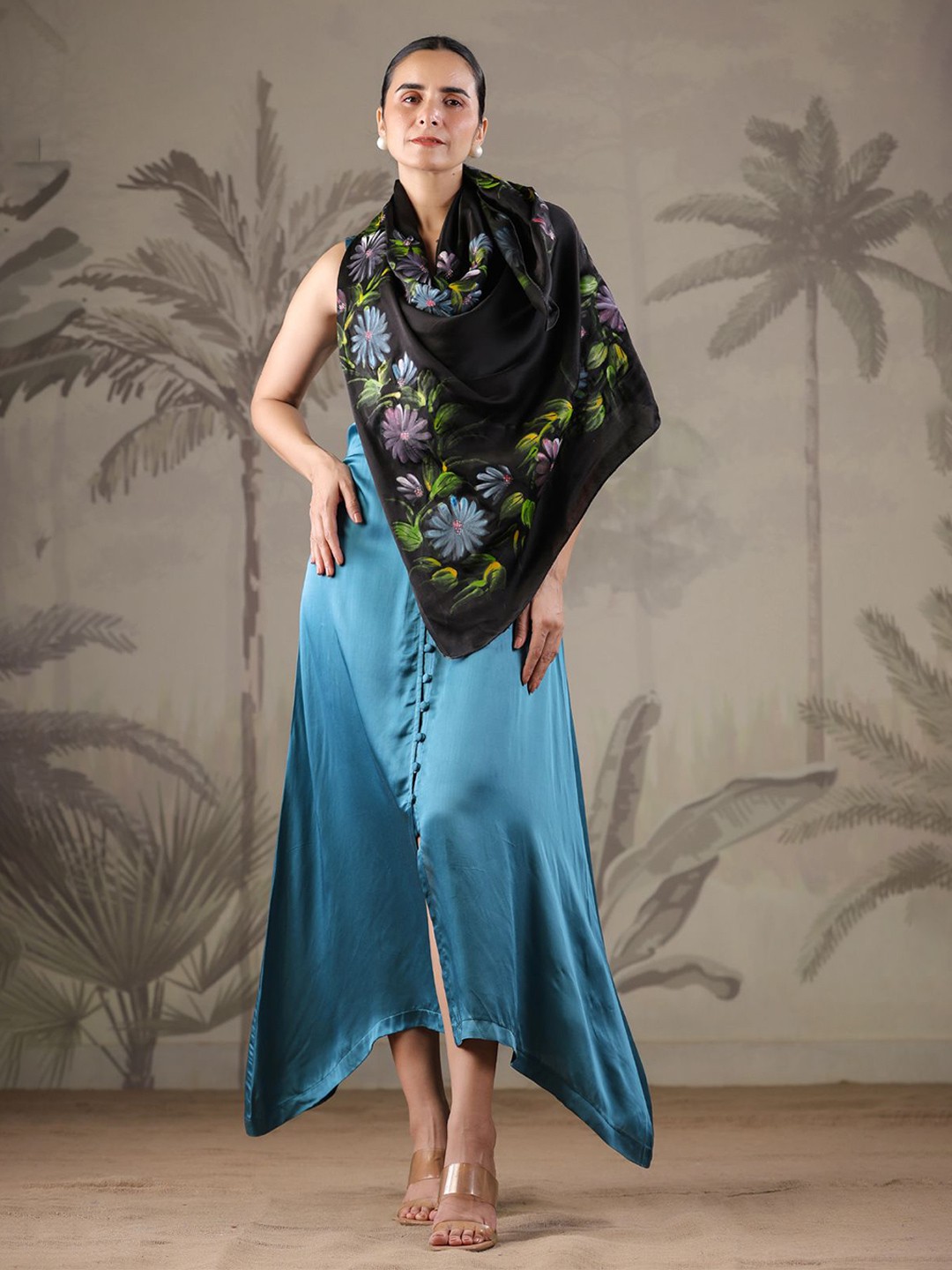 

Geroo Luxe Satin Maxi Dress, Teal