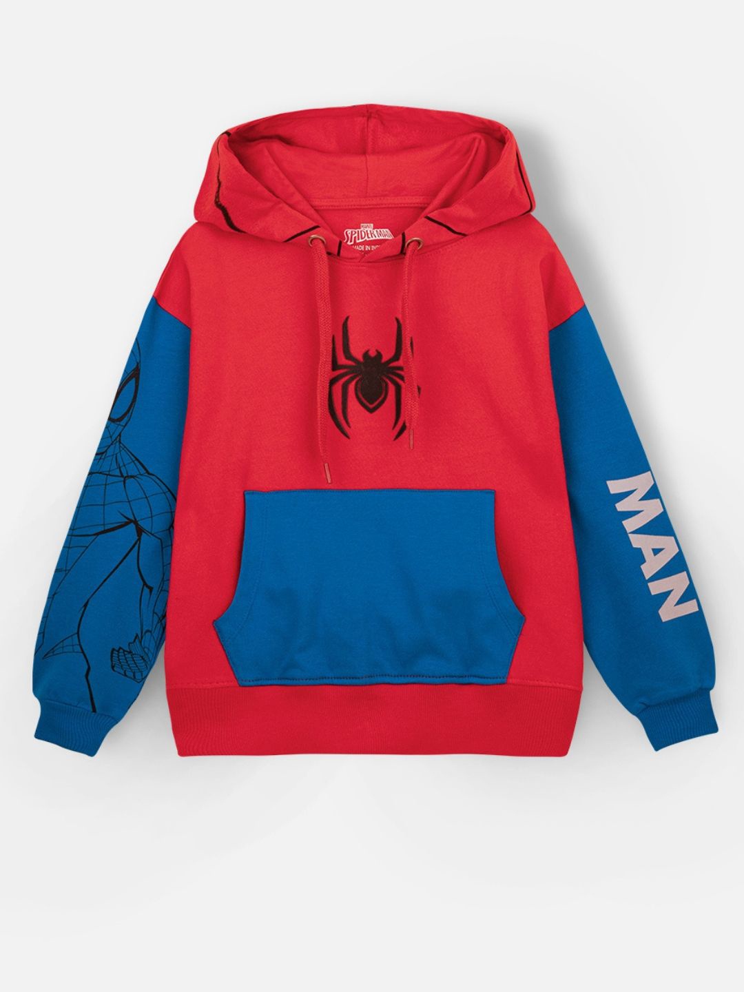 

Nap Chief Kids Unisex Spider Man Printed Pure Cotton Oversized Hooded Sweatshirt, Red