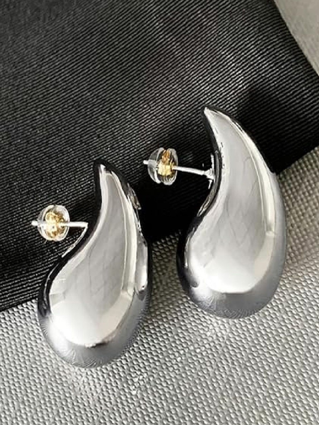 

RUHI COLLECTION Stainless Steel Teardrop Shaped Studs, Silver