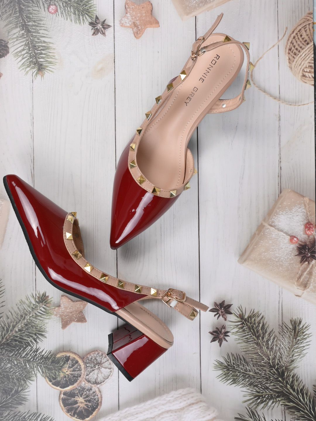 

Ronnie Grey PU Slingback Block Pumps, Maroon