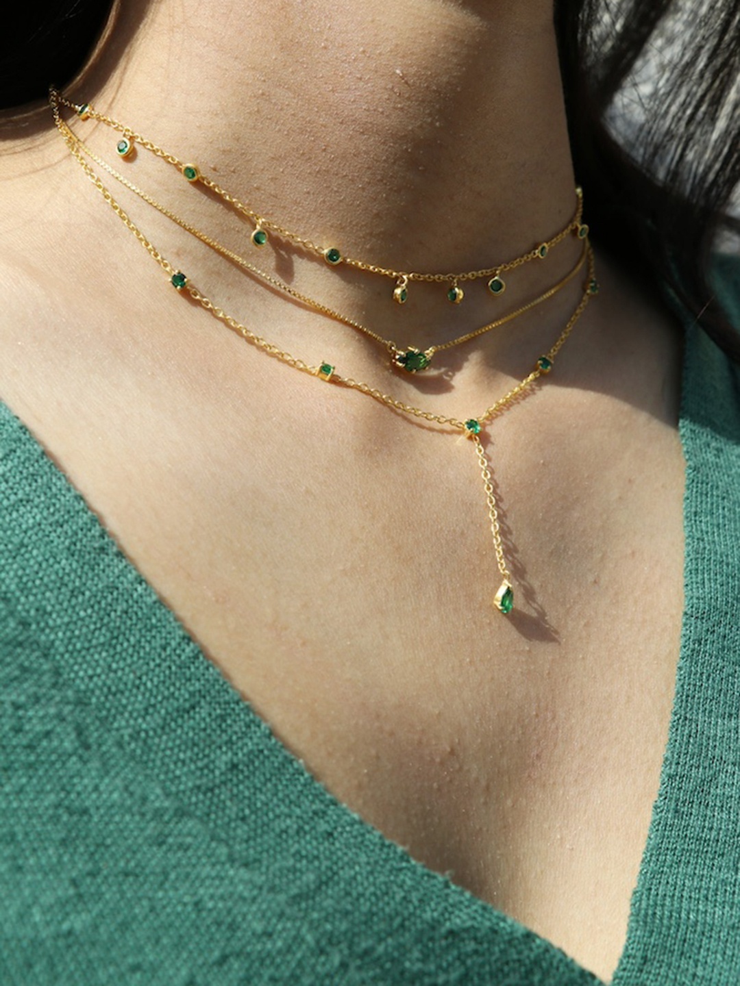 

Anushka Jain Jewellery 925 Sterling Silver Gold-Plated Cubic Zirconia Necklace