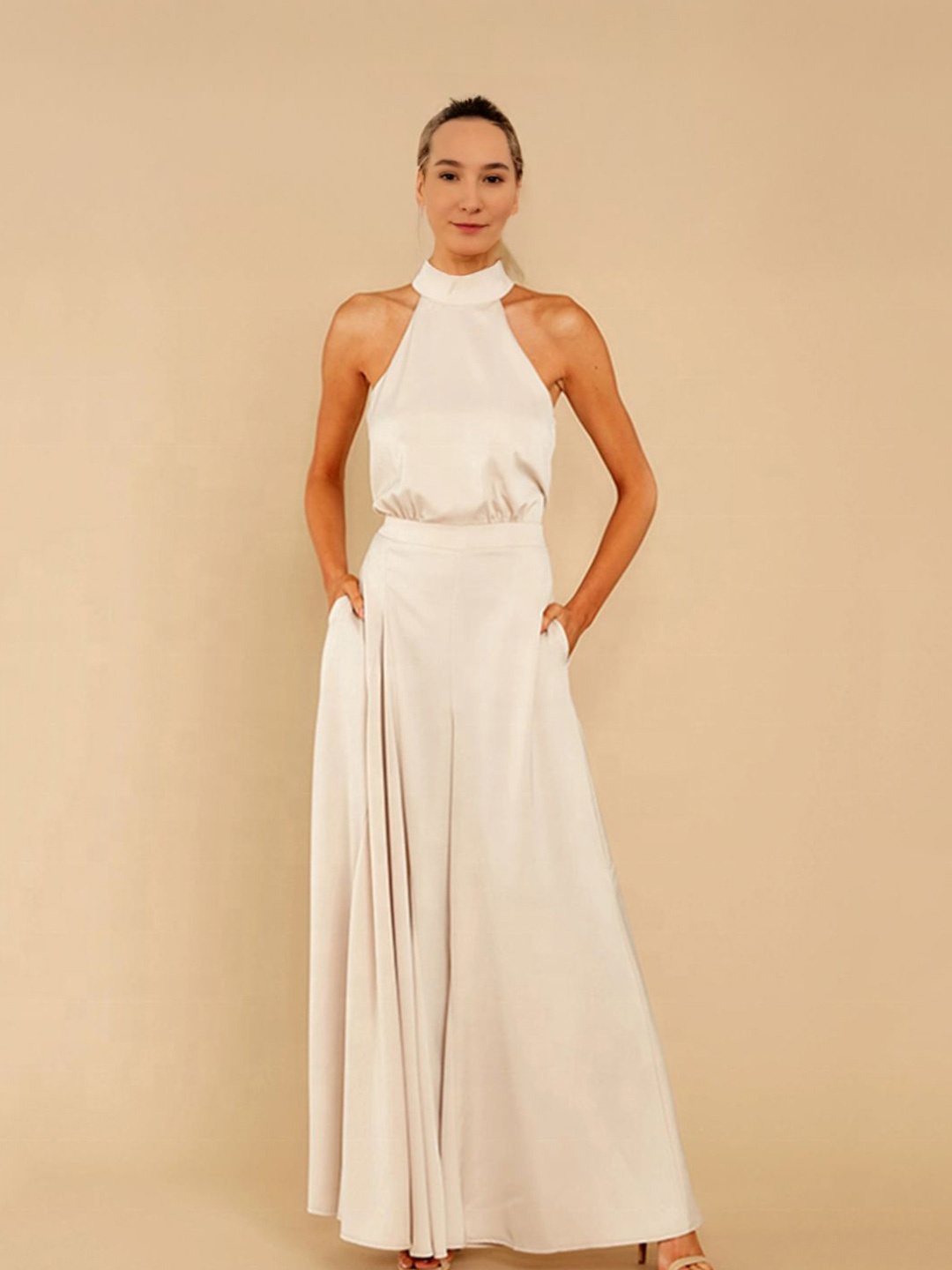 

StyleCast Women Halter Neck Basic Jumpsuit, White