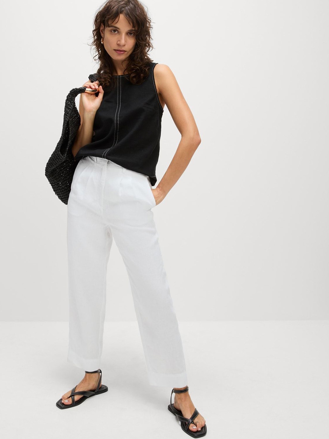 

Marks & Spencer Women High-Rise Parallel Trousers, White