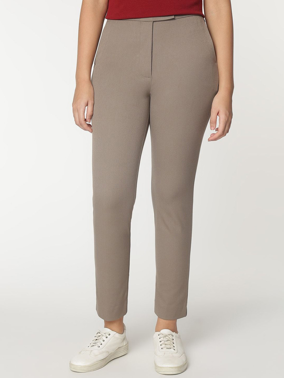 

Marks & Spencer Women Slim Fit High-Rise Trousers, Grey