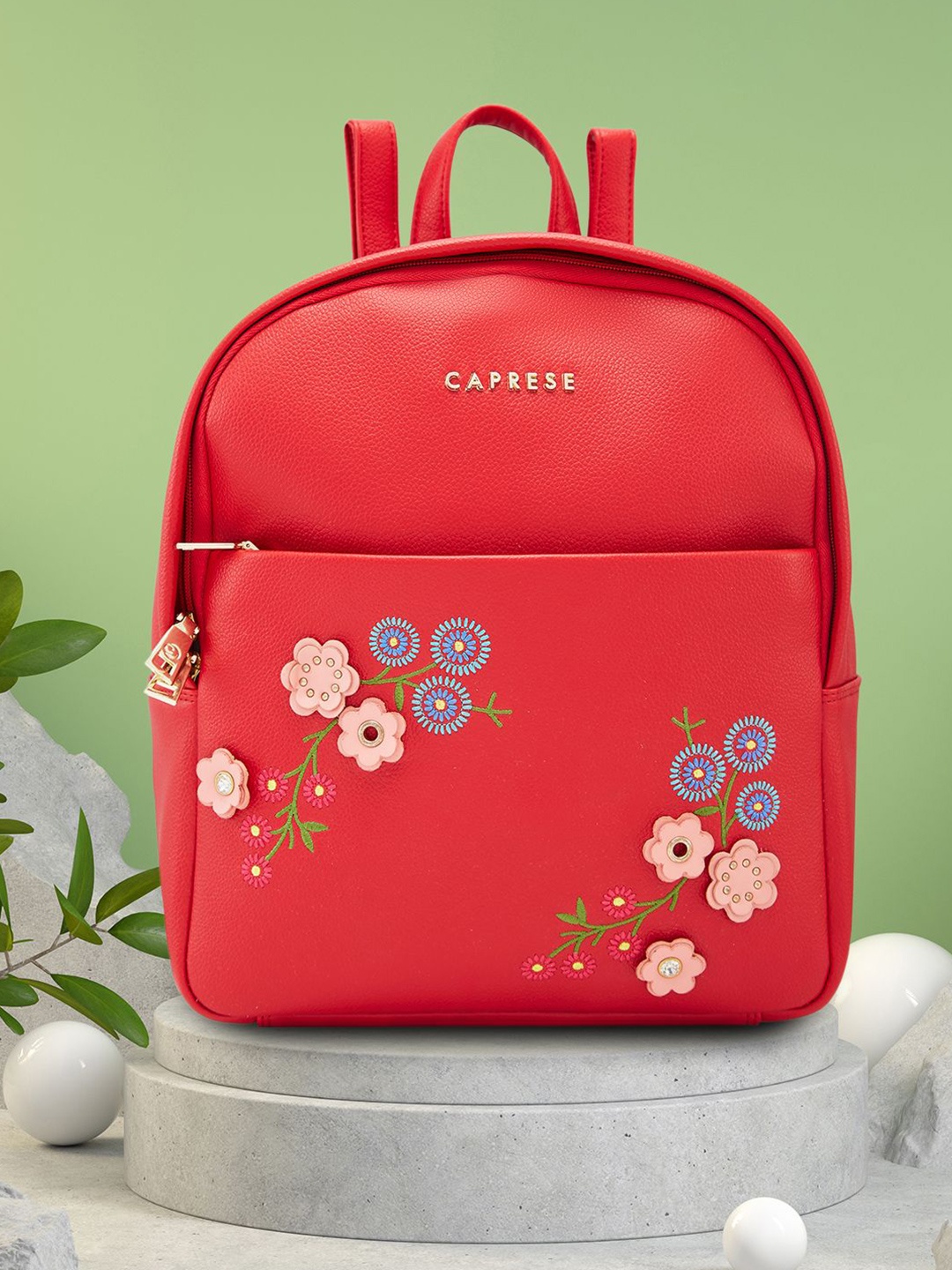 

Caprese Women Applique Medium Backpack, Maroon