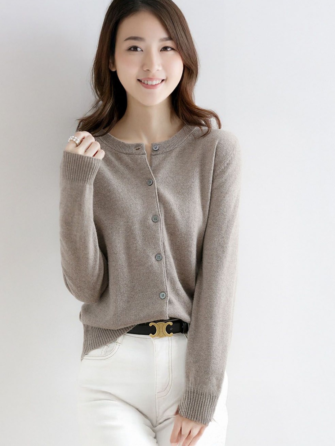 

StyleCast Women Round Neck Cardigan, Grey