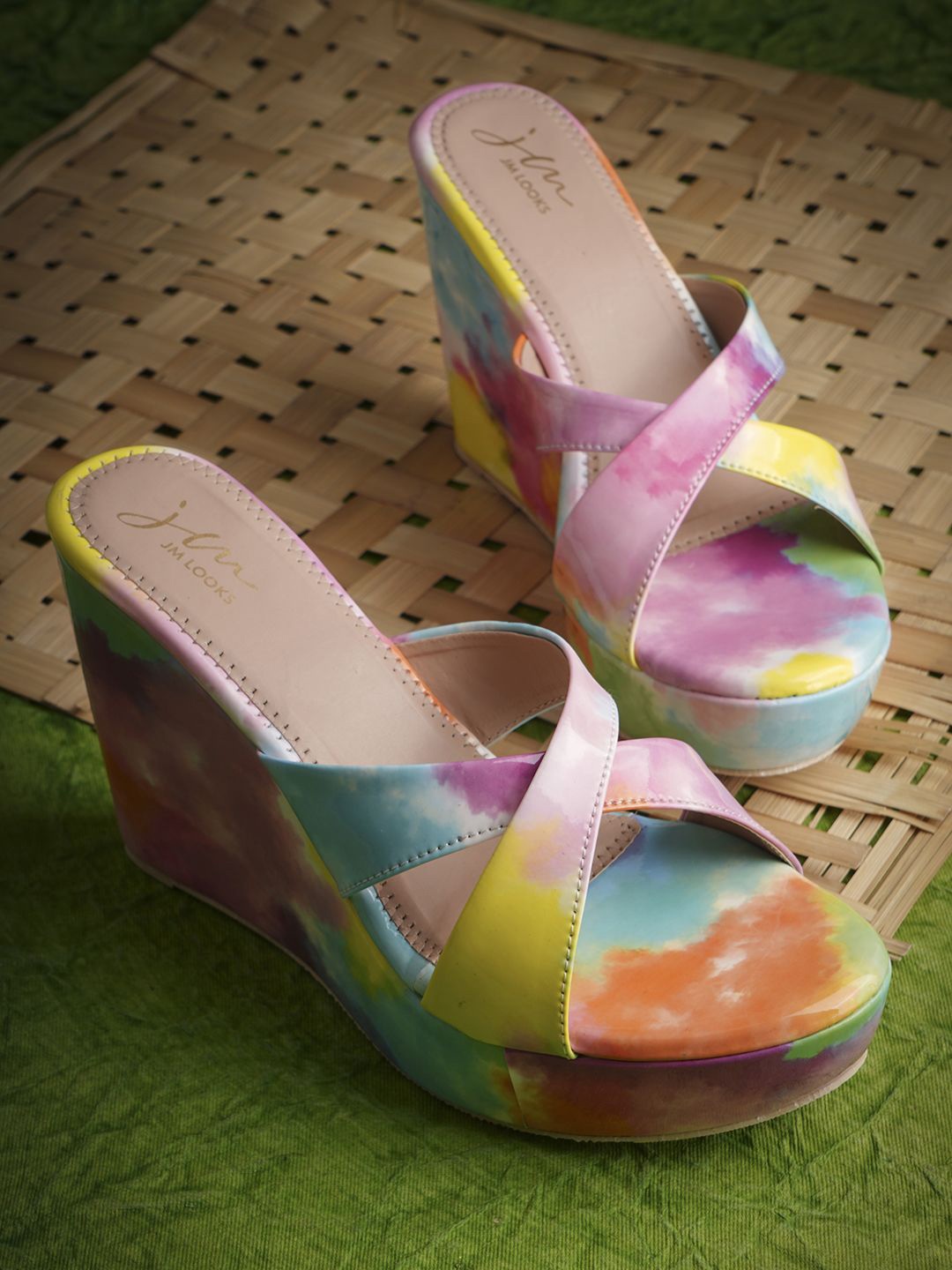 

JM Looks Women Printed Wedge Sandals, Pink