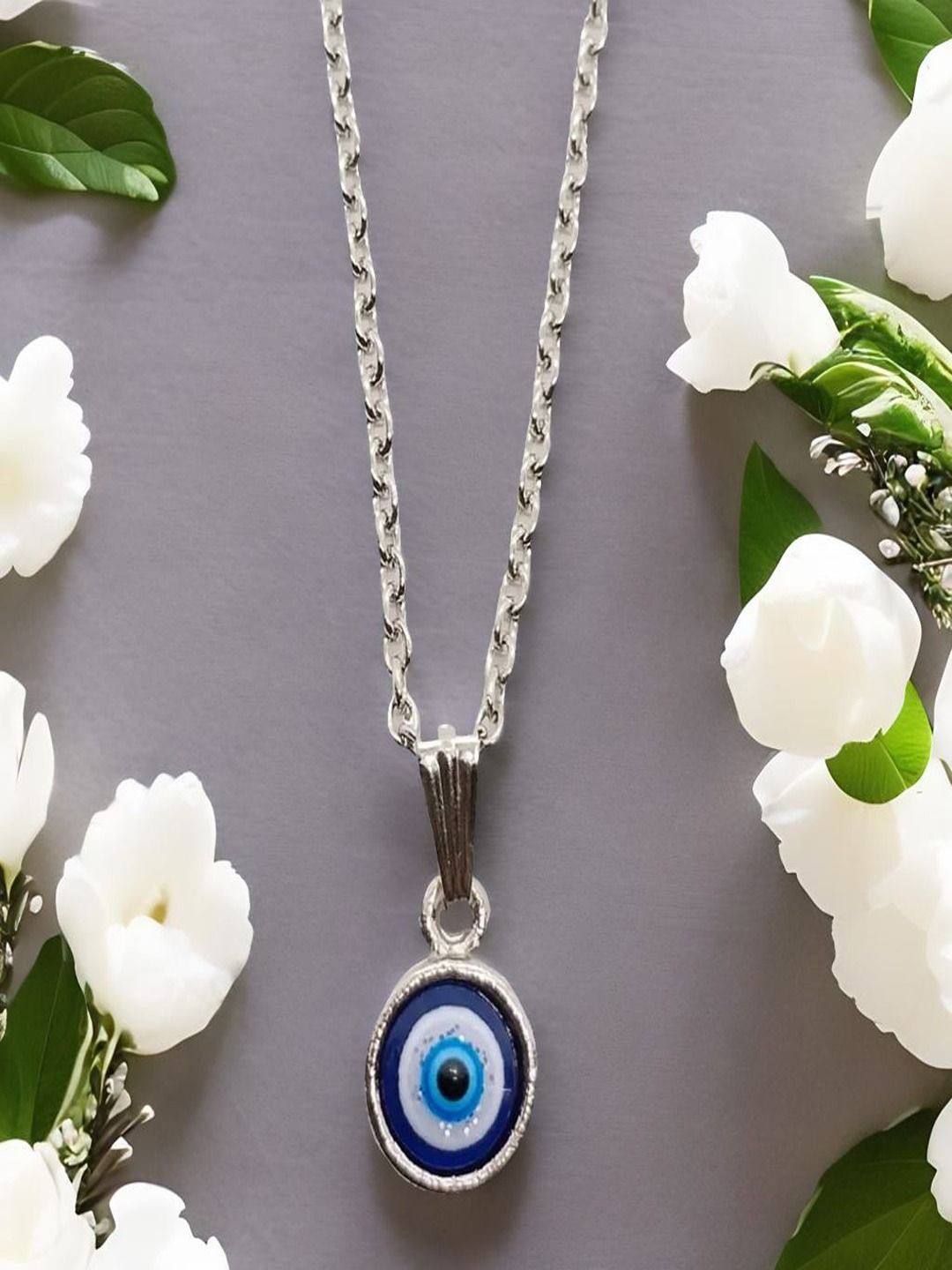 

UNIVERSITY TRENDZ Men Silver-Plated Evil Eye Pendant With Chain