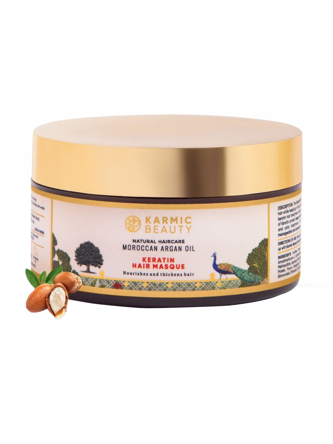 

KARMIC BEAUTY Organic Moroccan Argan Oil & Keratin Hair Masque For Thickening - 200 g, White