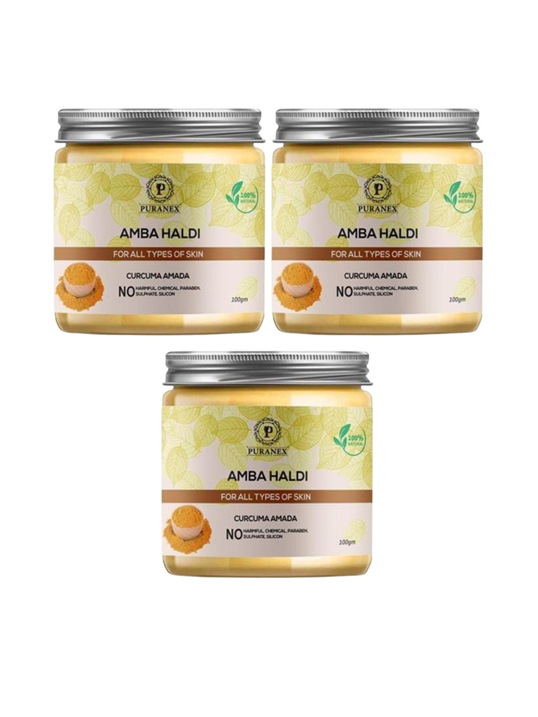 

Puranex Set Of 3 100% Natural & Pure Amba Haldi Powder For Acne & Scars - 100 g Each, Yellow
