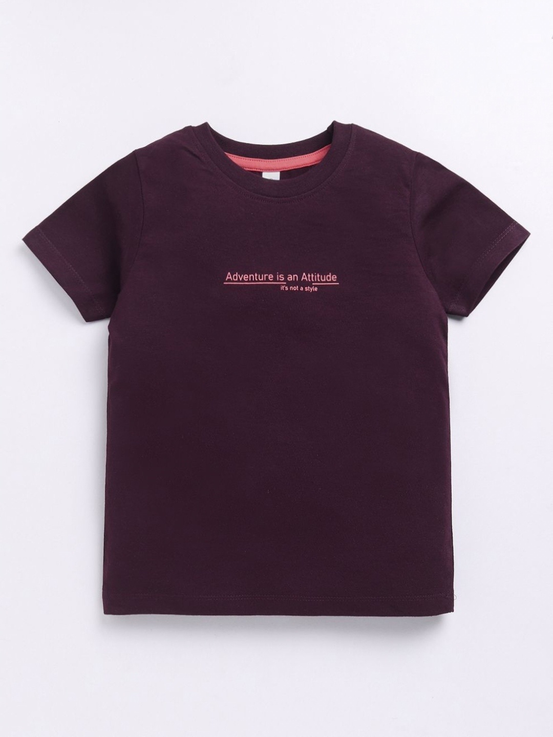 

Ginie Boys Typography Printed Round Neck Cotton T-shirt, Maroon