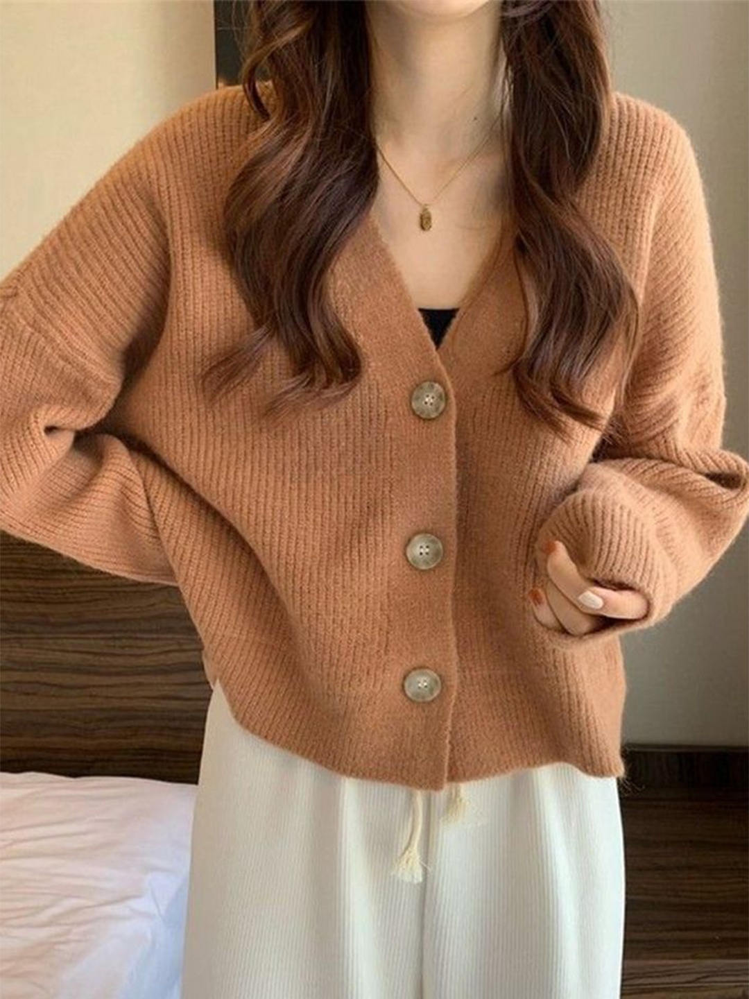 

LULU & SKY Women Ribbed Cardigan Sweaters, Orange