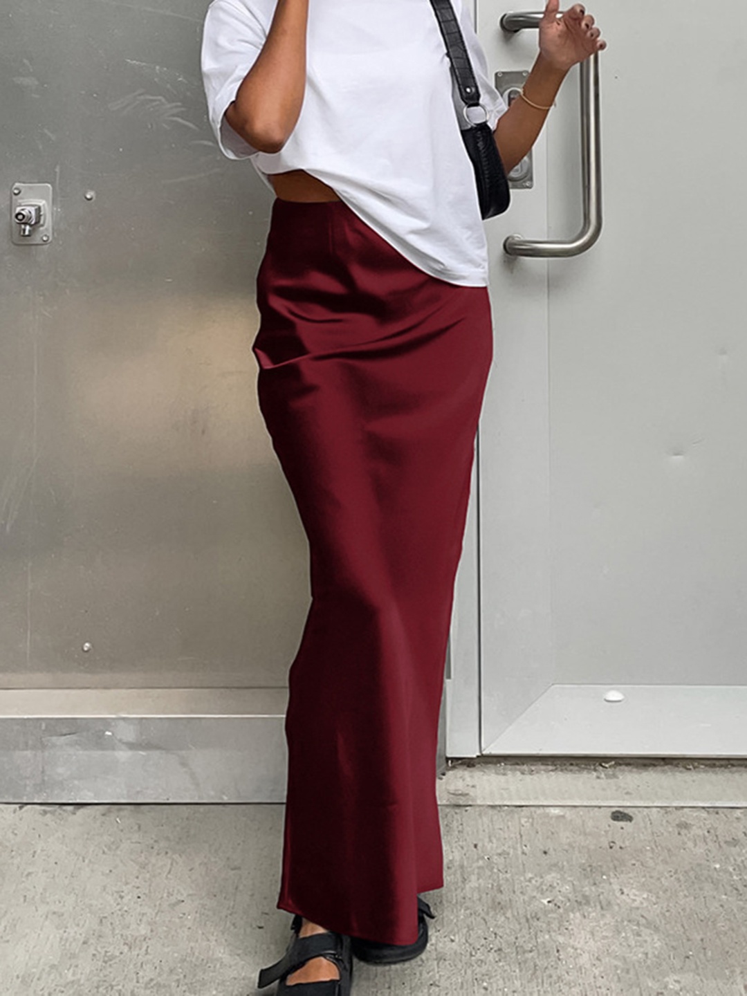 

LULU & SKY Women Pencil Maxi Skirt, Burgundy
