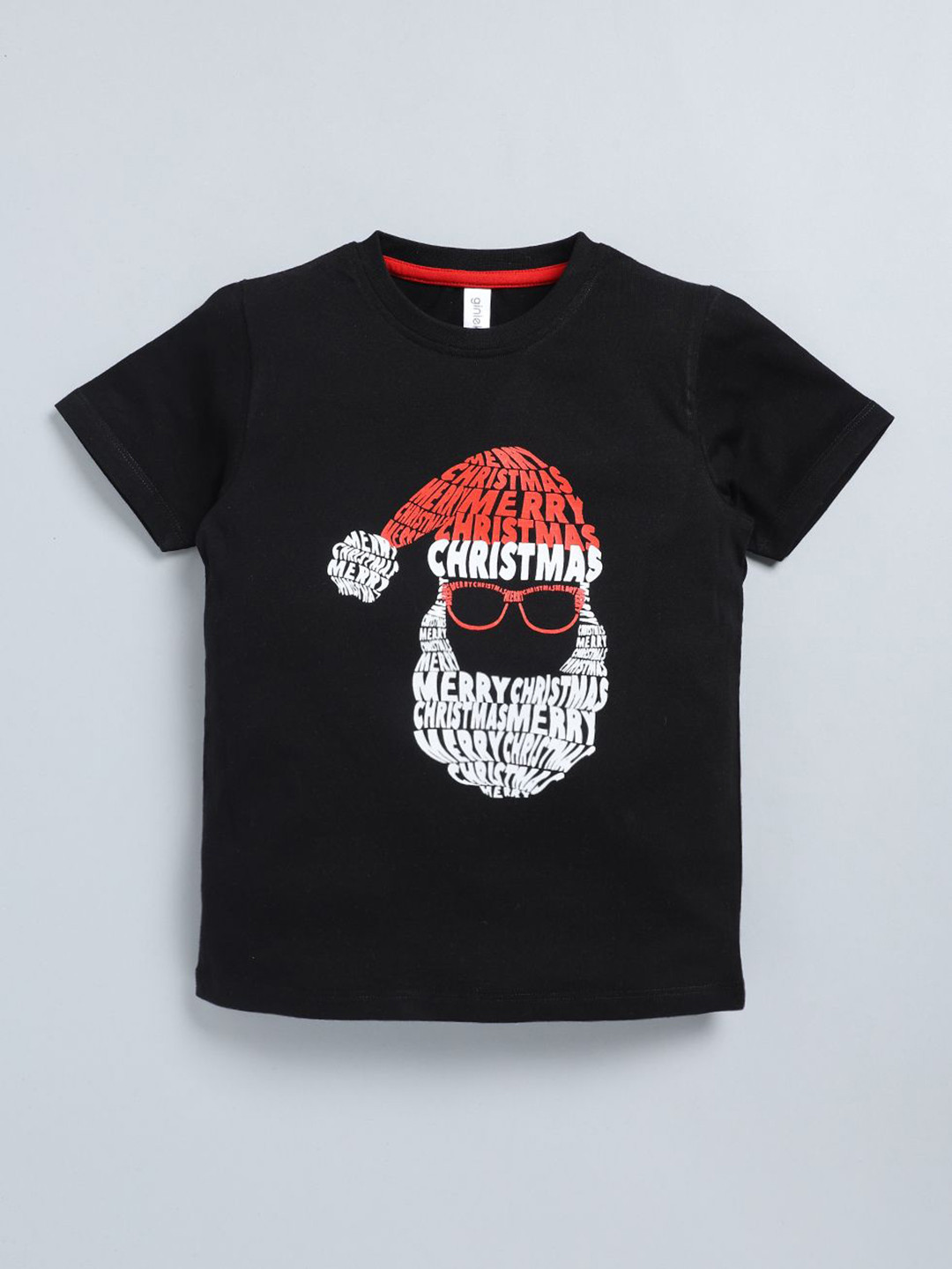 

Ginie Boys Typography Printed Cotton T-shirt, Black