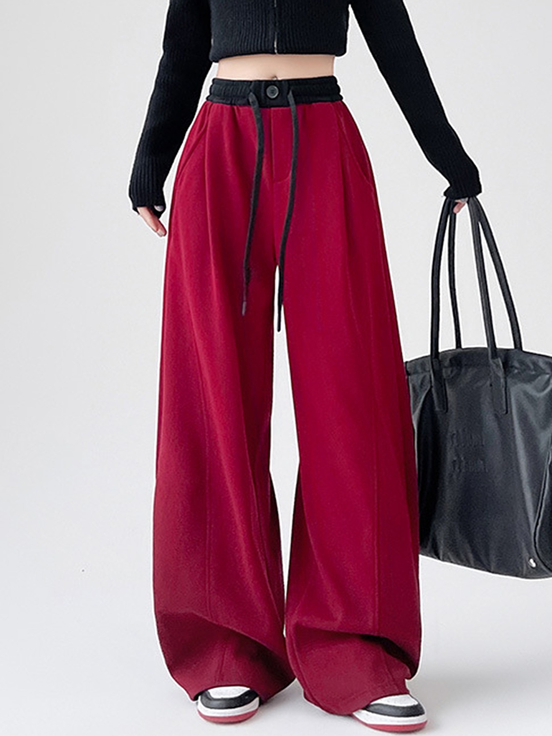 

LULU & SKY Women Loose Fit Trousers, Red