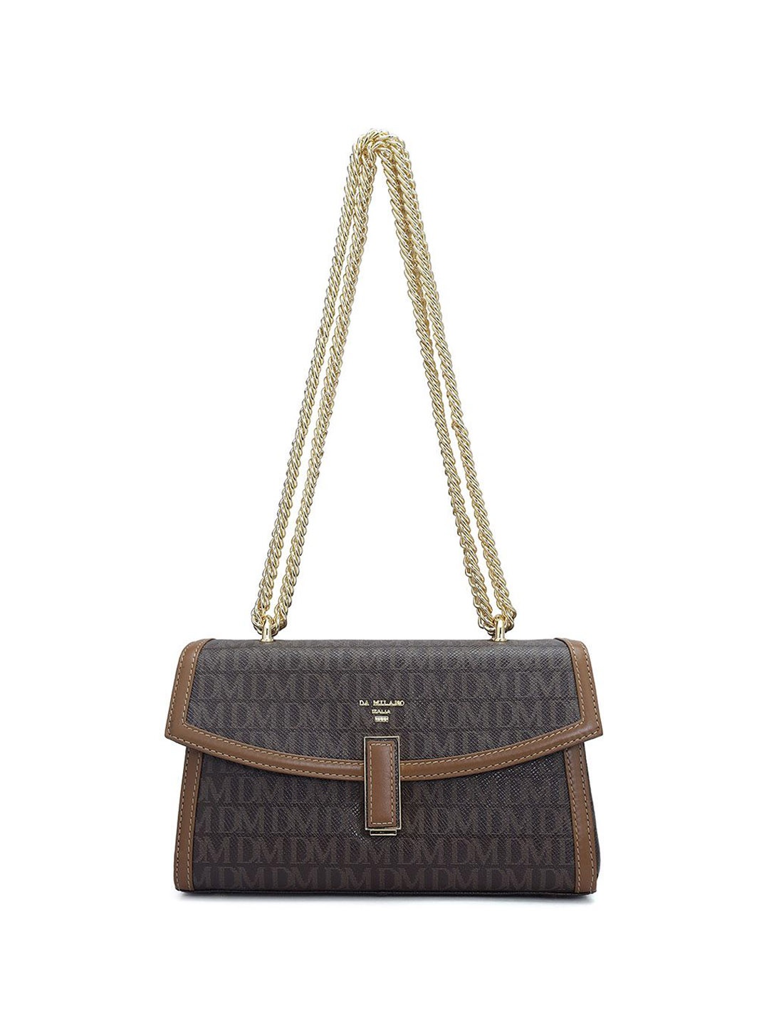 

Da Milano Leather Structured Graphic Printed Shoulder Bag, Brown