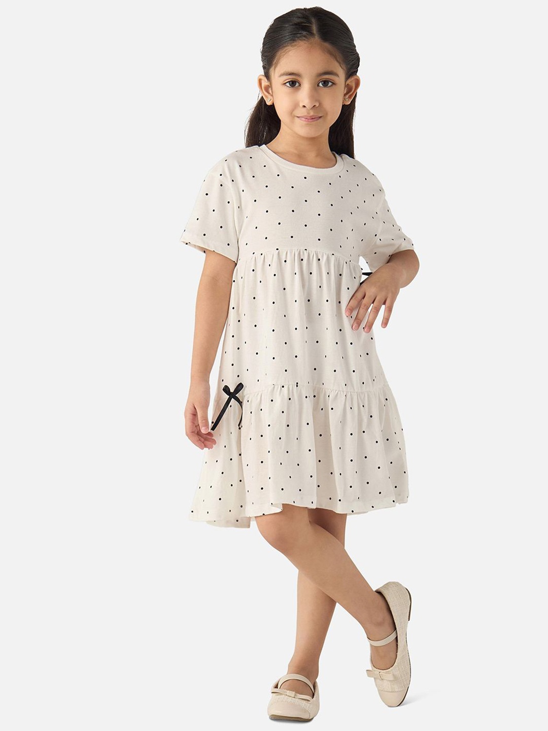 

Juniors by Babyshop Polka Dot Print A-Line Dress, White