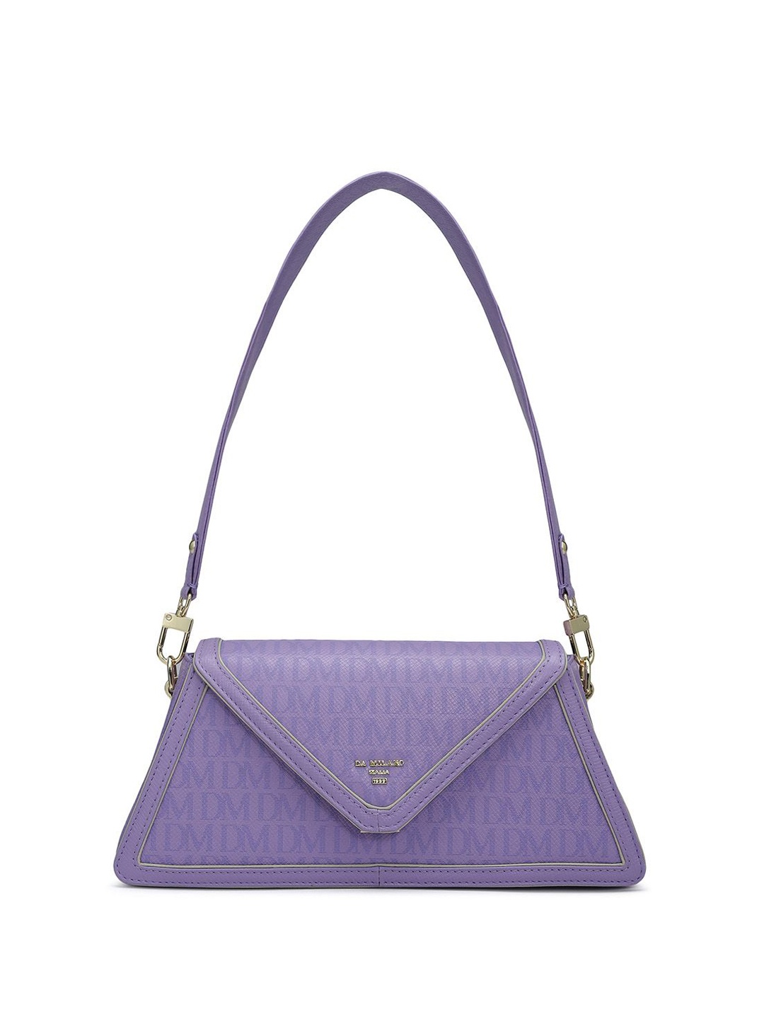 

Da Milano Textured Leather Shoulder Bag with Quilted, Purple