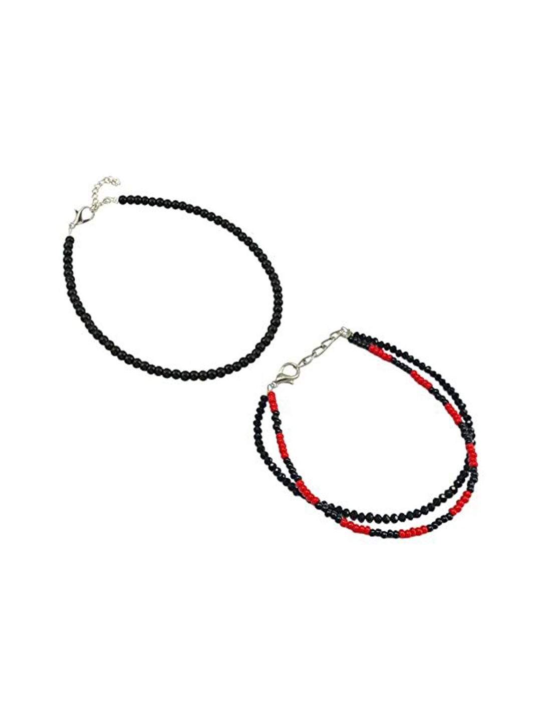

HIGH TRENDZ Women Set of 2 Anklets, Black