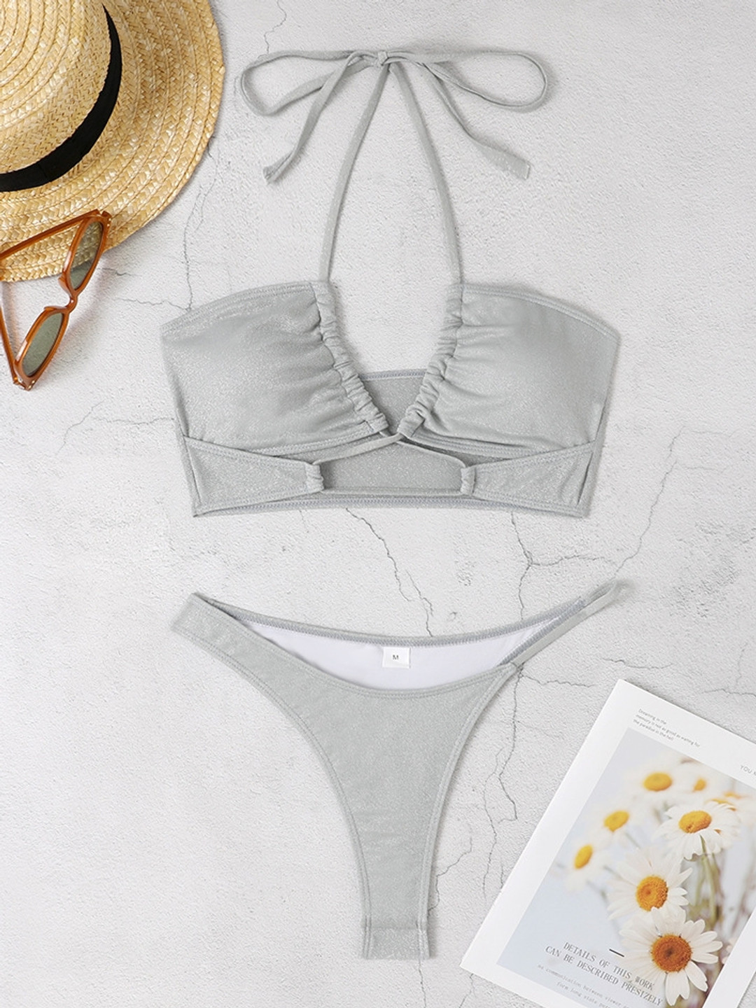

LULU & SKY Women Halter Neck Swim Bikini Set, Grey
