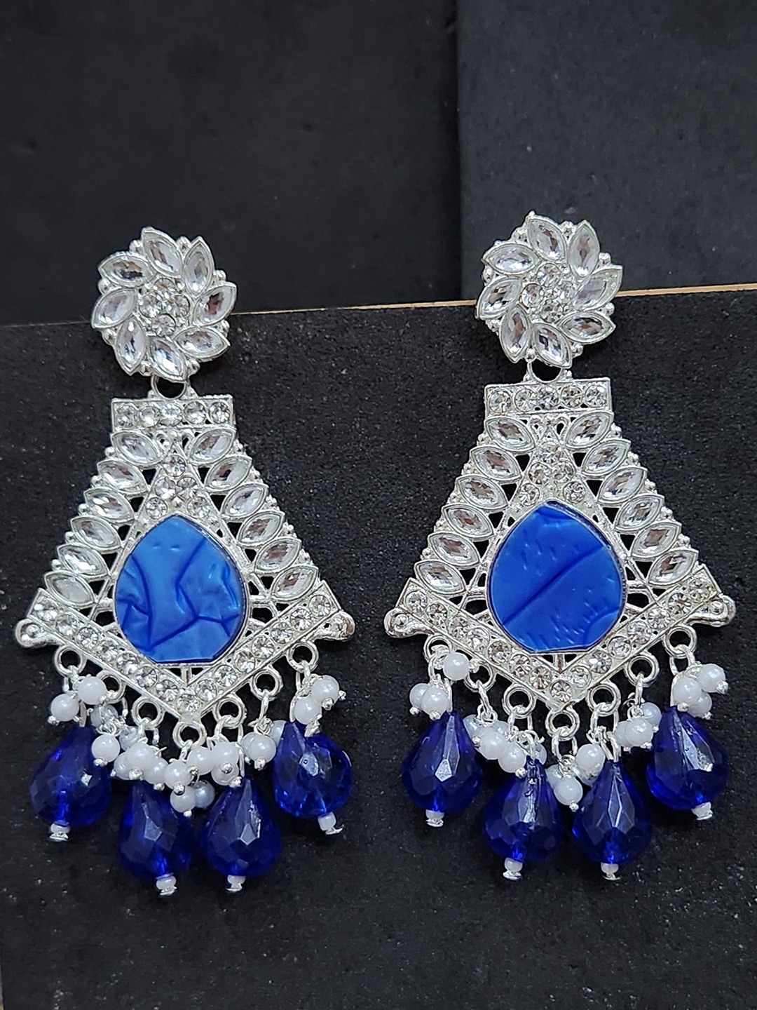 

MADDY SPACE Floral Drop Earrings, Blue