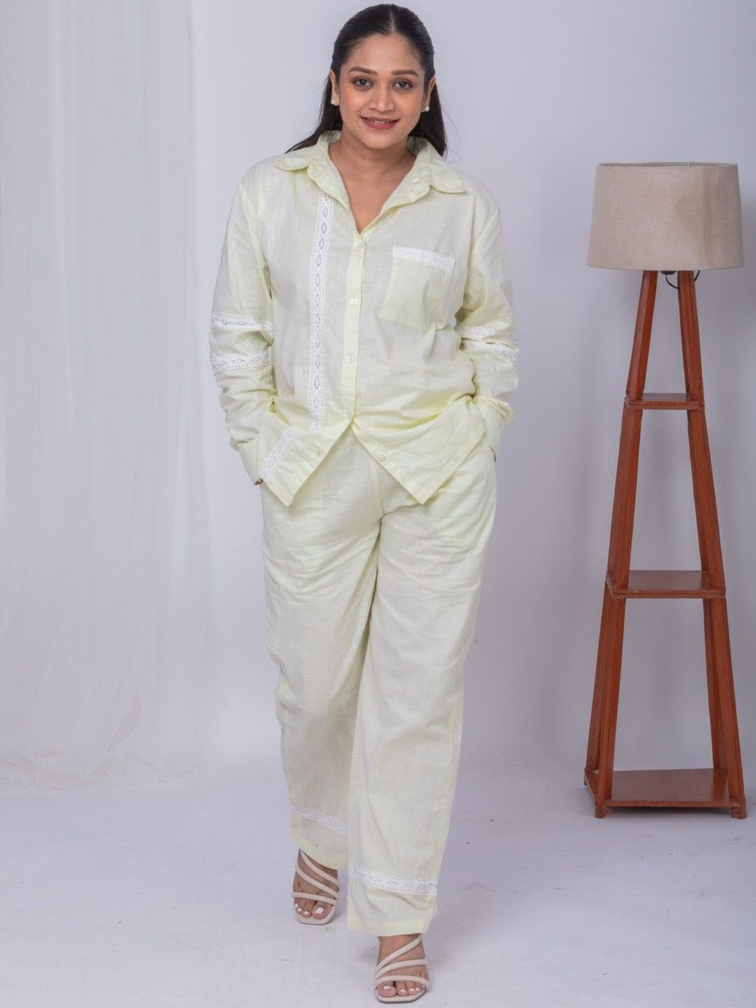 

MASU LIVING Yellow Shirt Collar Linen Co-Ords Set