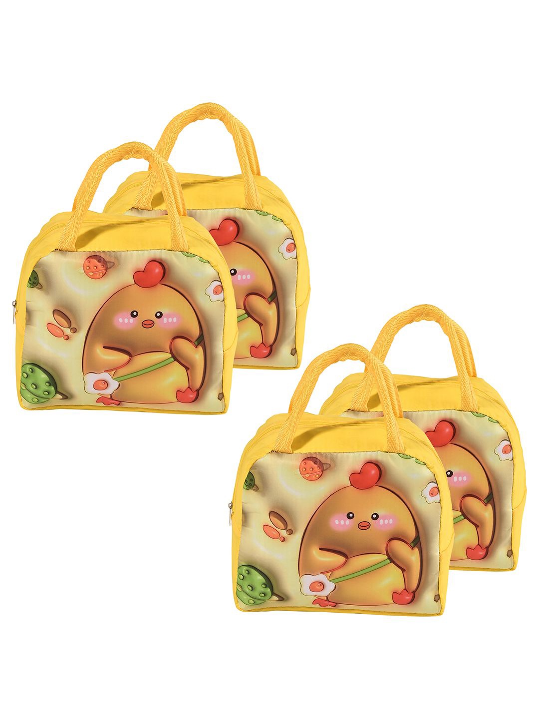 

Kuber Industries Set of 4 Other Prints Lunch bags Travel Accessory, Yellow