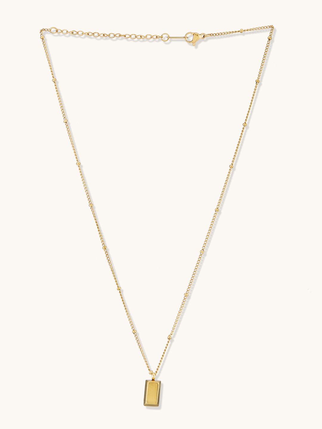 

Yinara Gold-Plated Stainless Steel Square Shaped Pendant Chain