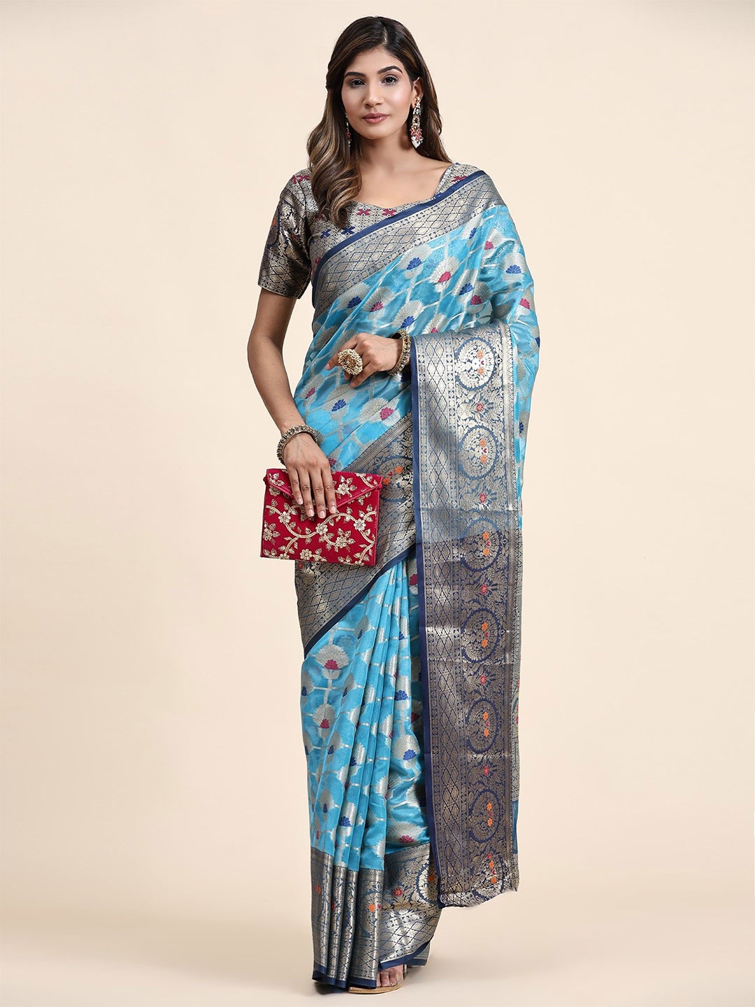 

Anaita Woven Design Zari Saree, Blue