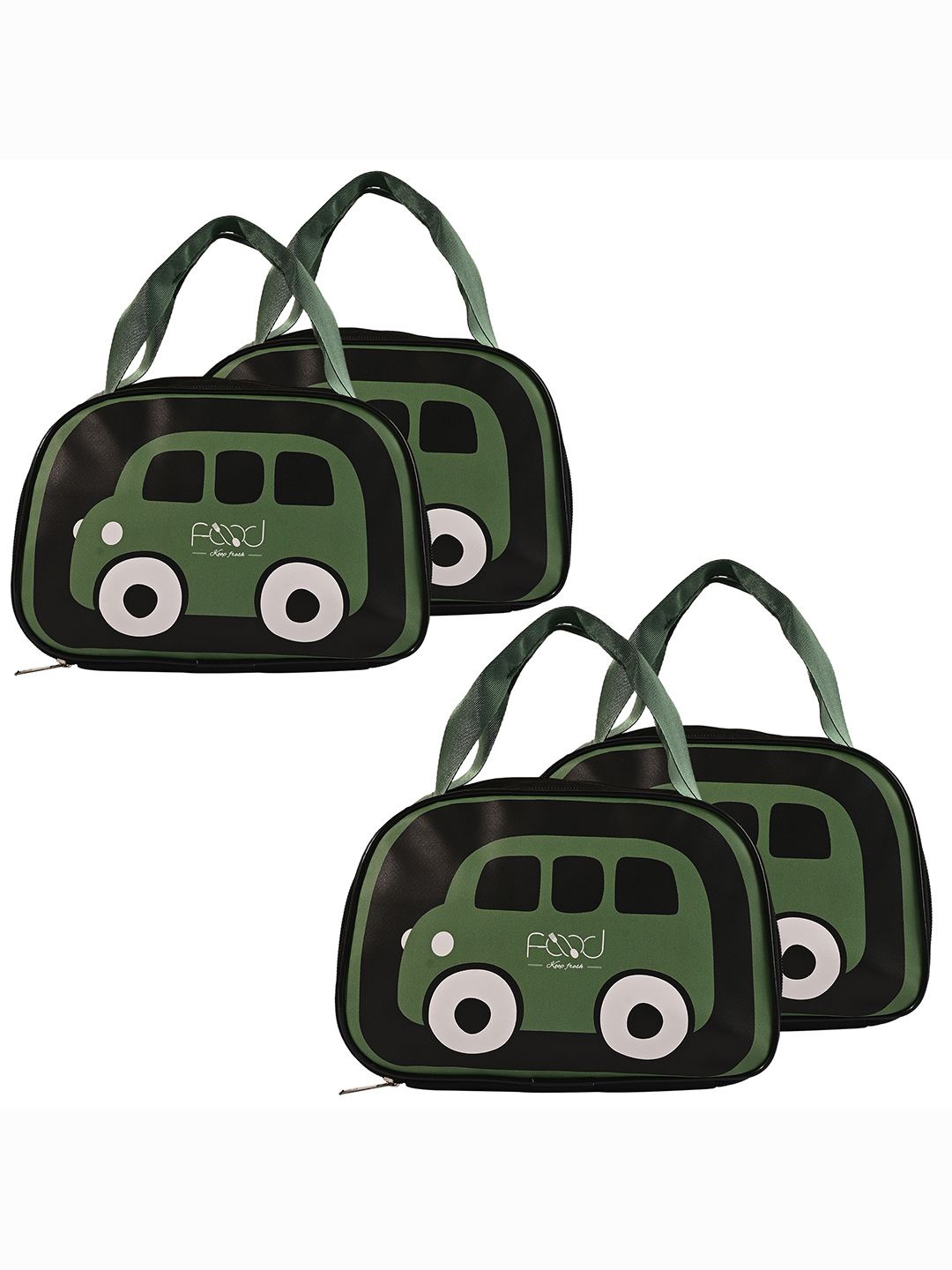 

Kuber Industries Kids Set of 4 Car Printed Lunch bags Travel Accessory, Black