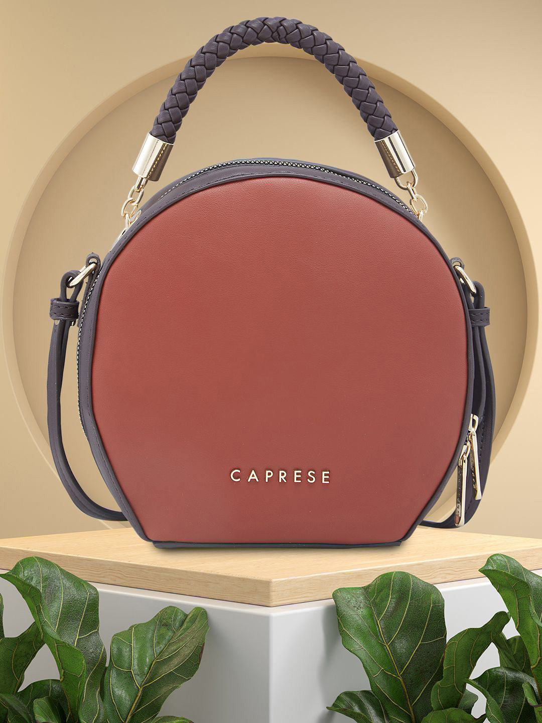 

Caprese PU Bowling Sling Bag, Brown