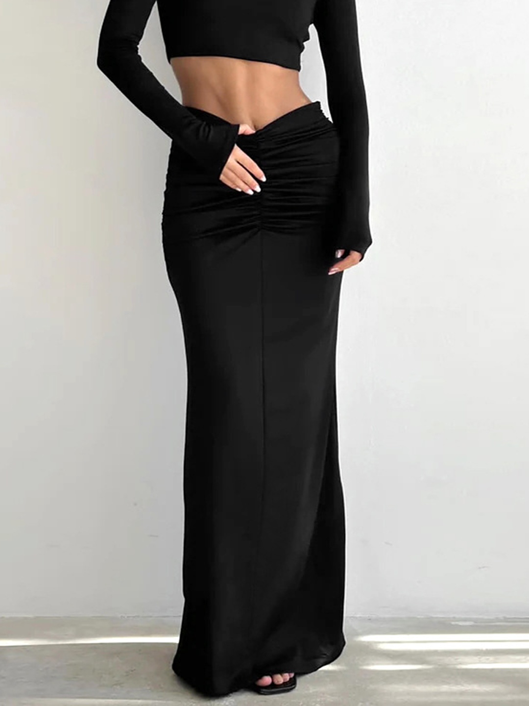 

LULU & SKY Women Pencil Maxi Skirt, Black