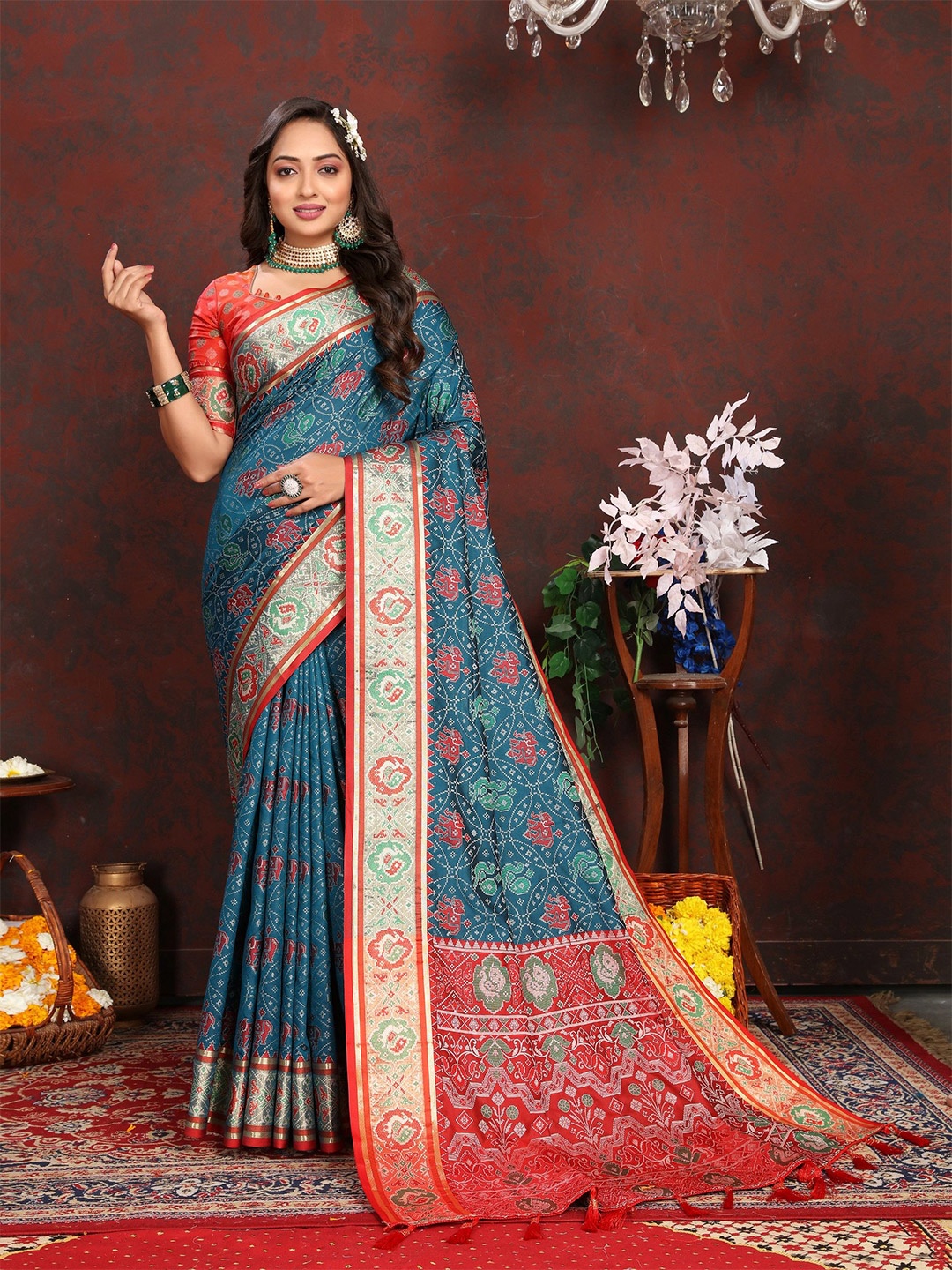 

Anaita Woven Design Zari Patola Saree, Blue