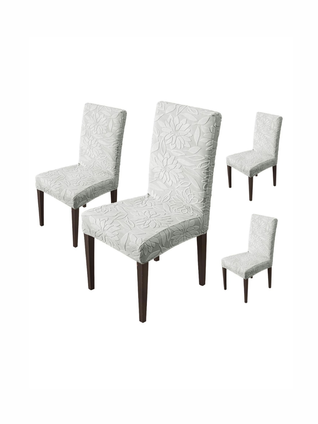 

HOUSE OF QUIRK Grey 4 Pieces Textured Removable & Washable Chair Covers