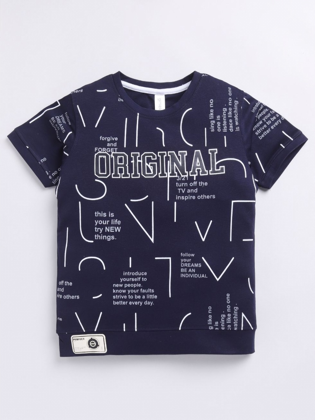 

Ginie Boys Typography Printed T-shirt, Navy blue