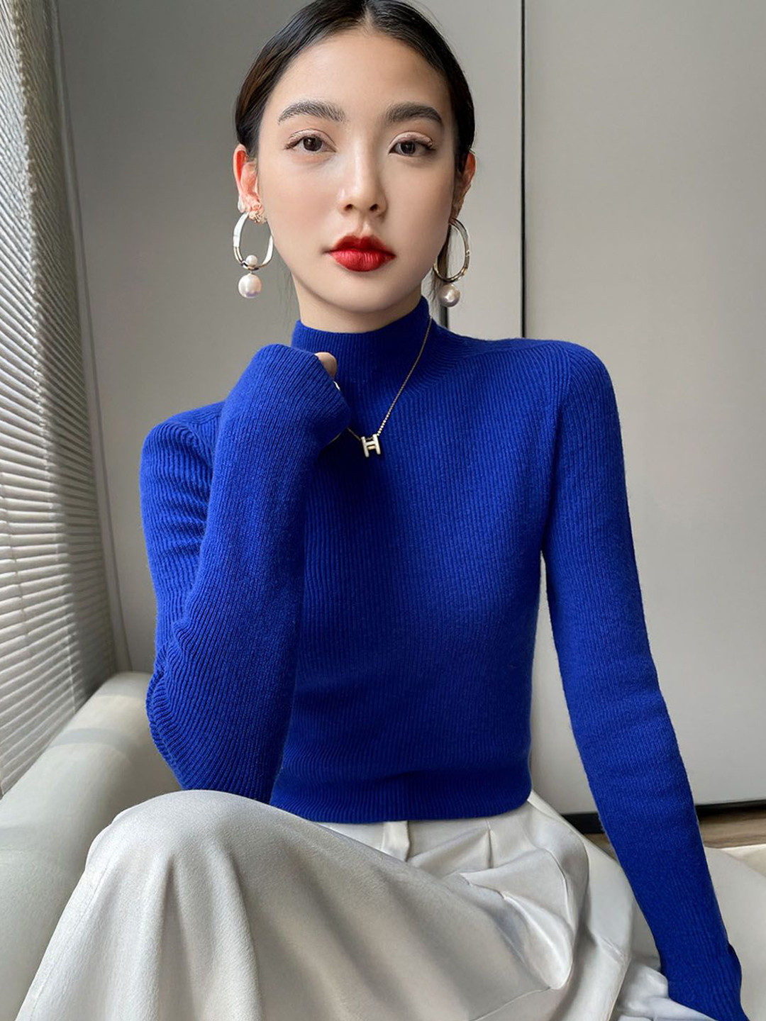

StyleCast Women Long Sleeves Pullover, Blue