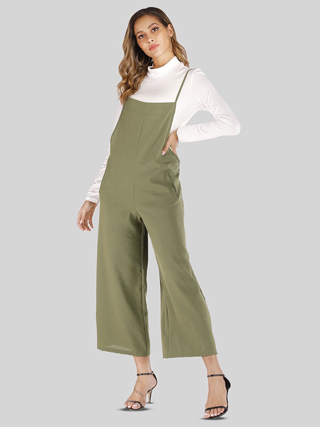 

StyleCast Women Cotton Sleeveless Basic Jumpsuit, Olive
