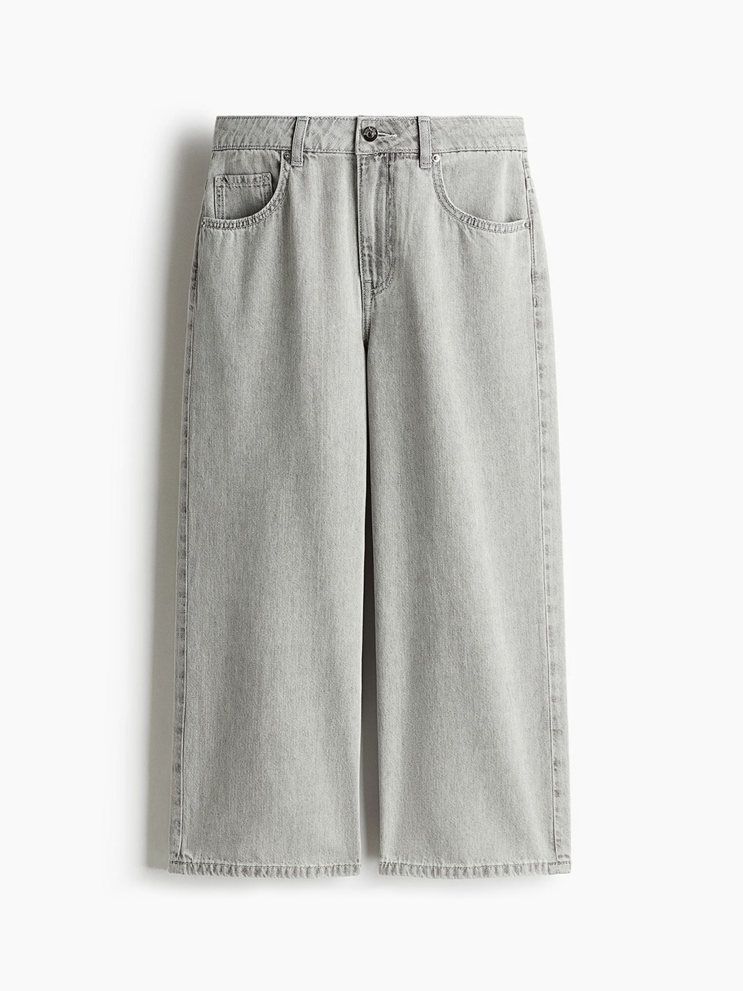 

H&M Wide High Cropped Jeans, Grey