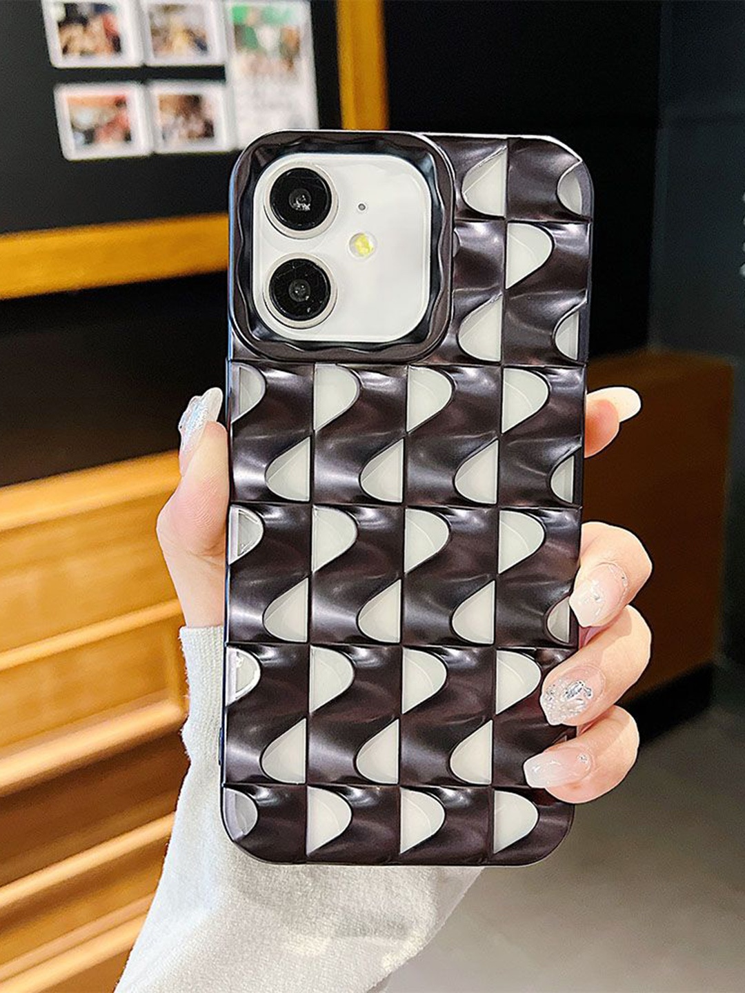 

Luxury Kase Abstract Printed LK148 3D Metal Texture iPhone 11 Back Case, Black