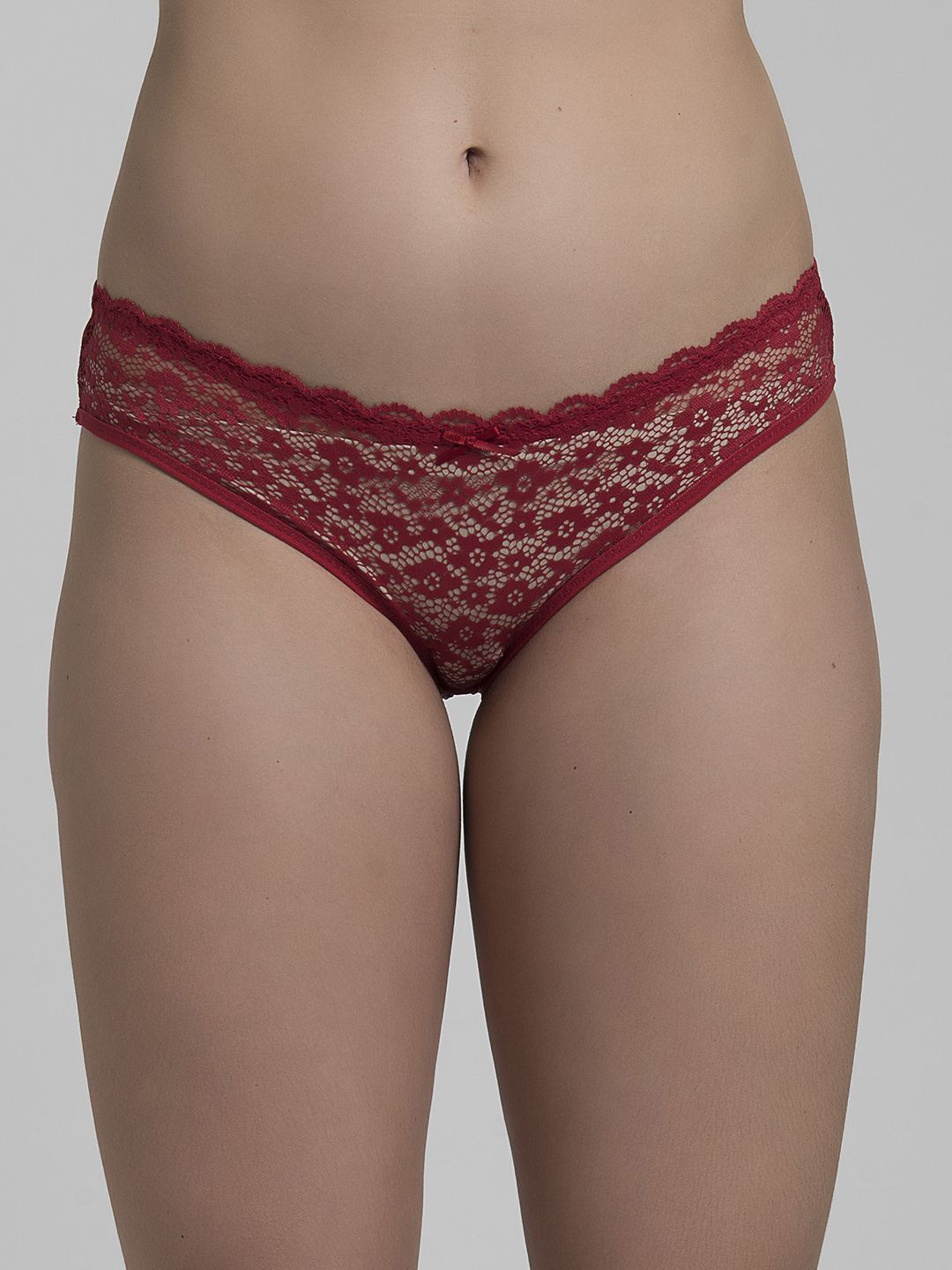 

MAKCLAN Women Low-Rise Lace Hipster Briefs, Red