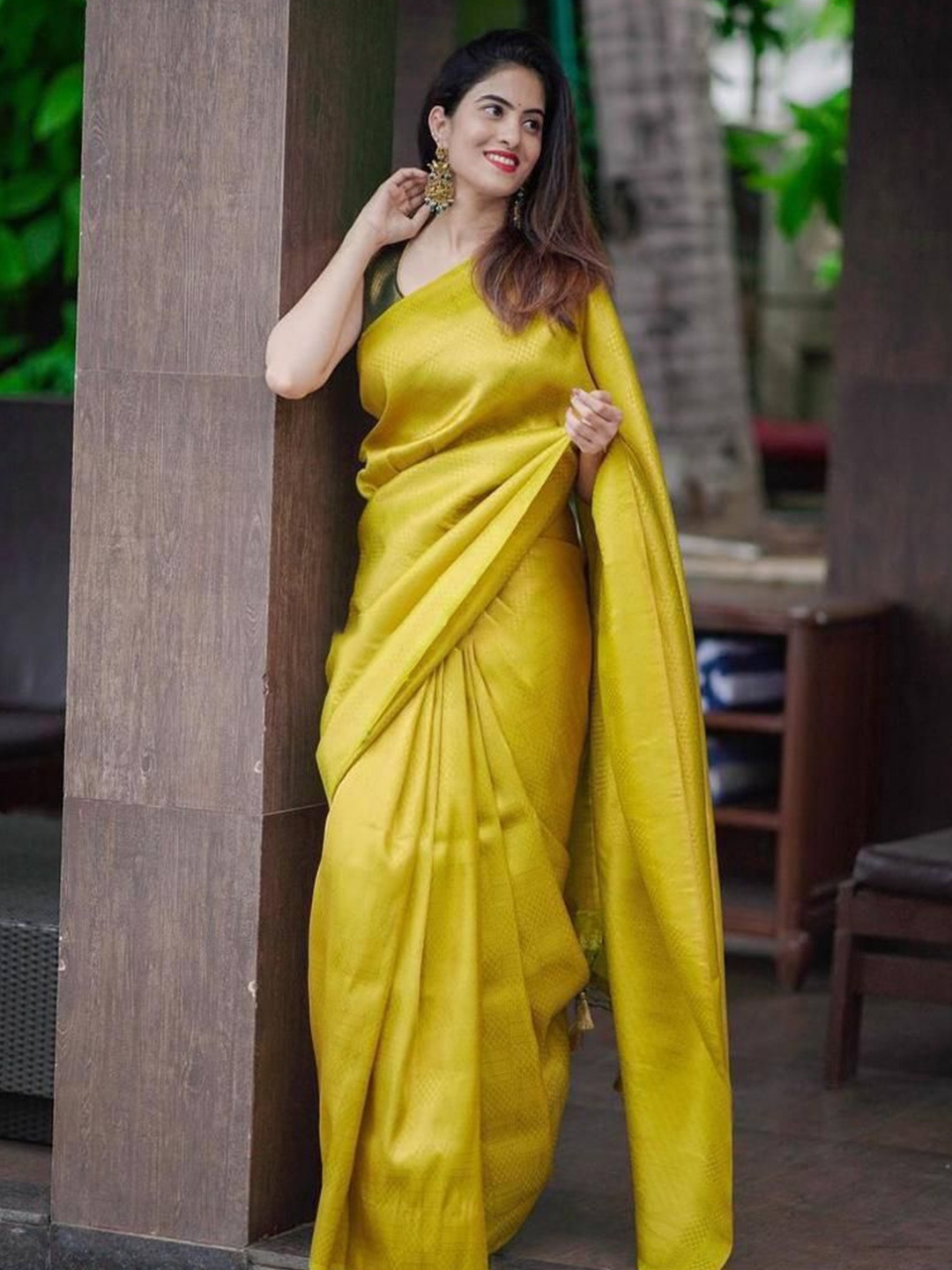 

Visit Wear Woven Design Zari Pure Silk Banarasi Saree, Yellow