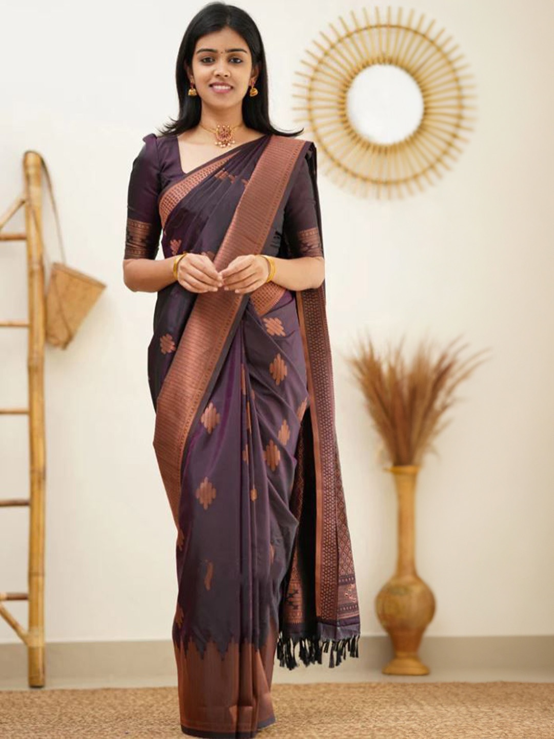 

Visit Wear Woven Design Zari Pure Silk Banarasi Saree, Purple