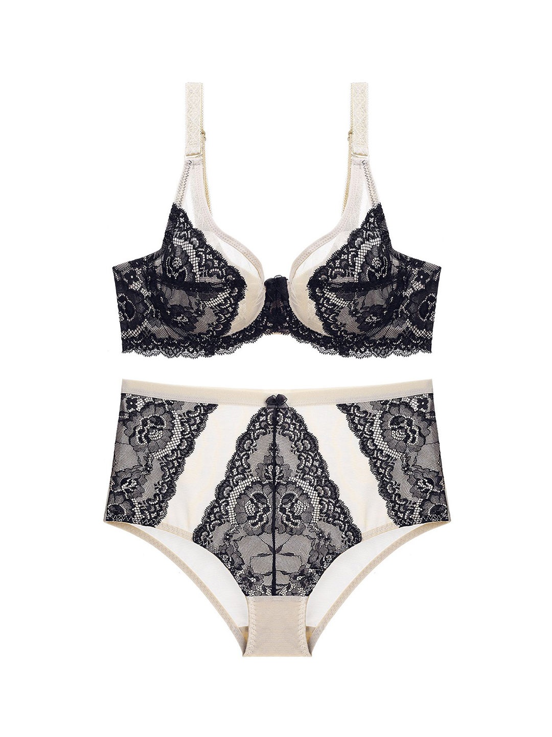 

LULU & SKY Self-Design Plunge Lingerie Set CL-1973-BLACK SKIN